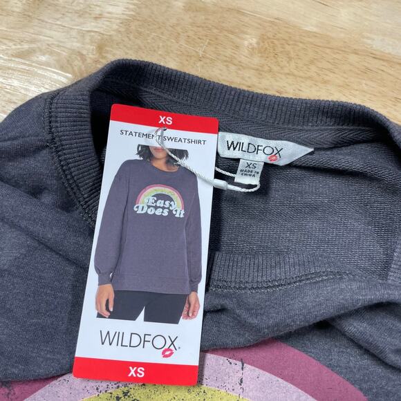 Wildfox NWT Easy Does It Sommers Sweatshirt Side Slits Drop Shoulder Size XS - Picture 7 of 12